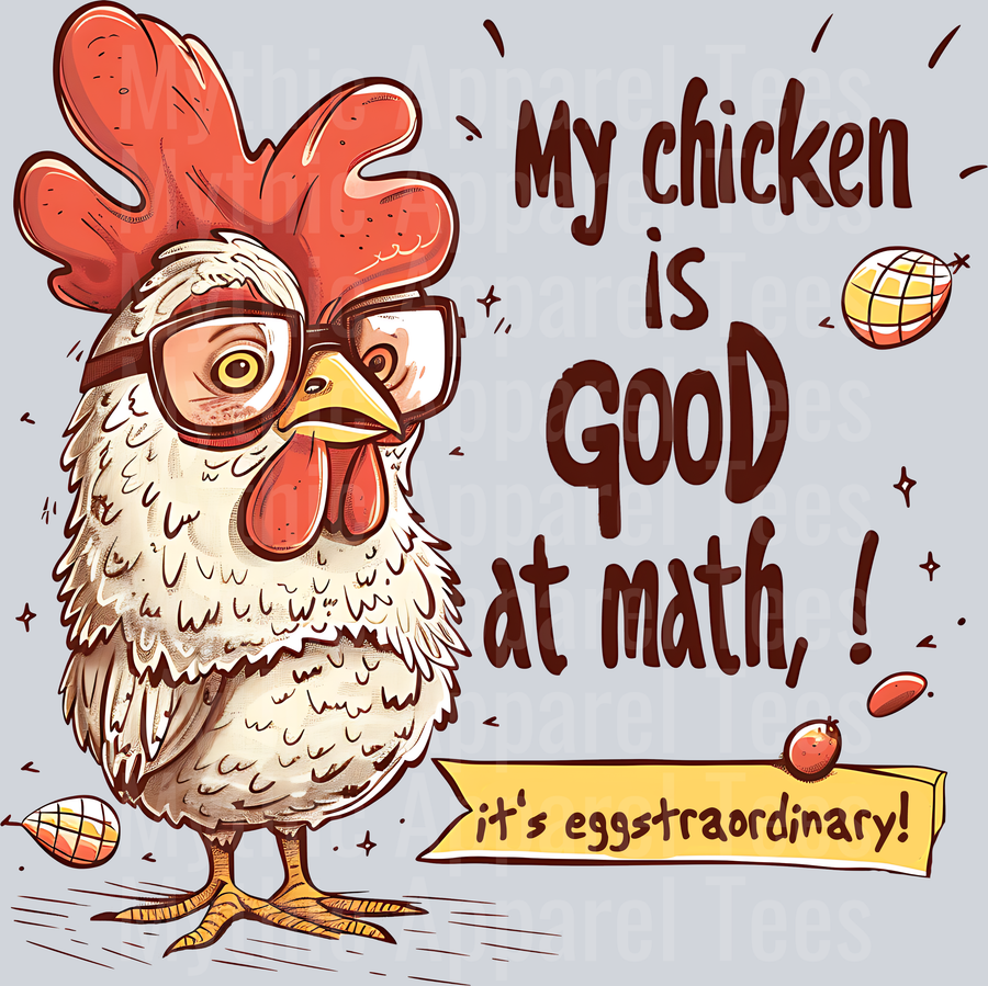 My chicken is good at math its eggstrodinary DTF Chicken Transfers