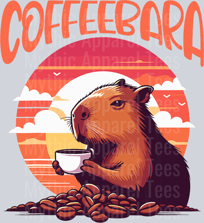 Coffeebara Capybara coffee design with sunset DTF Coffee Transfers