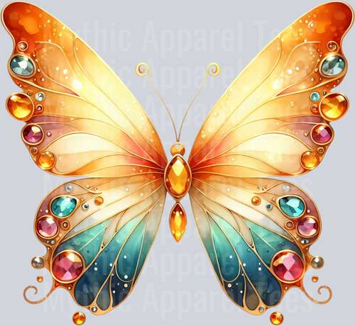 Amber Green Red Watercolor butterfly DTF Butterfly Transfers