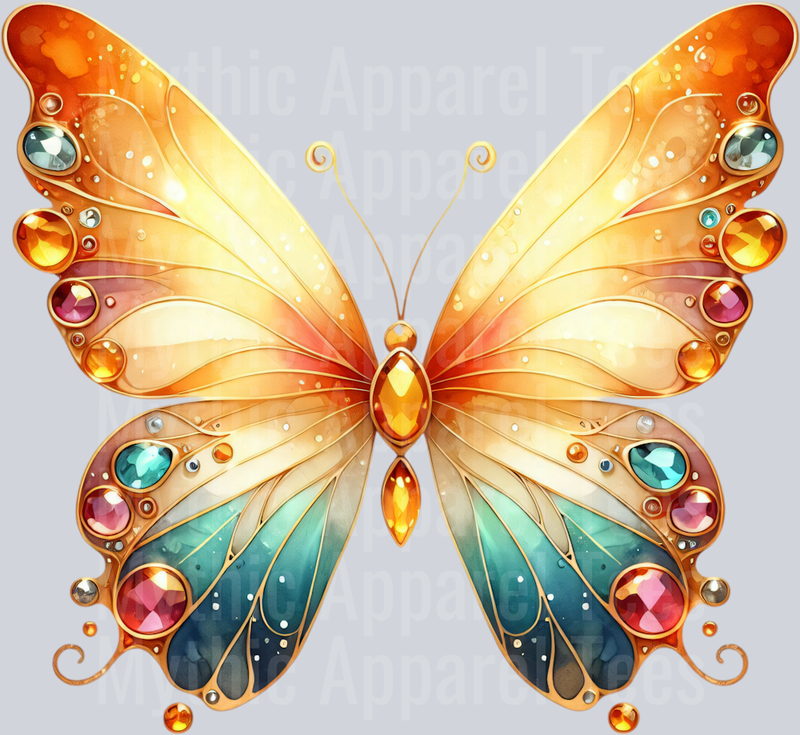 Amber Green Red Watercolor butterfly DTF Butterfly Transfers