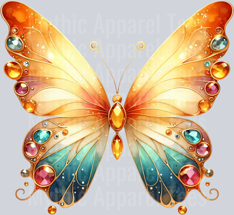 Amber Green Red Watercolor butterfly DTF Butterfly Transfers