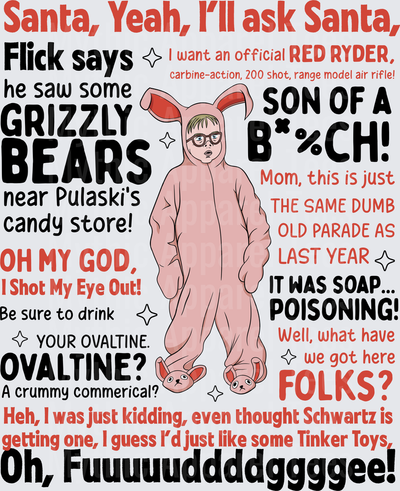 A Christmas Story Ralphie Pink Bunny Suit Famous Quotes Collage