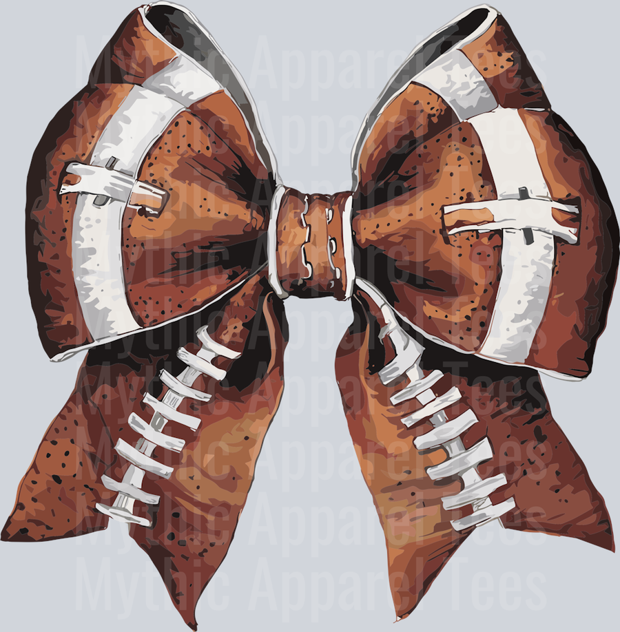 Football leather bow with stitching white and brown DTF Football Transfers