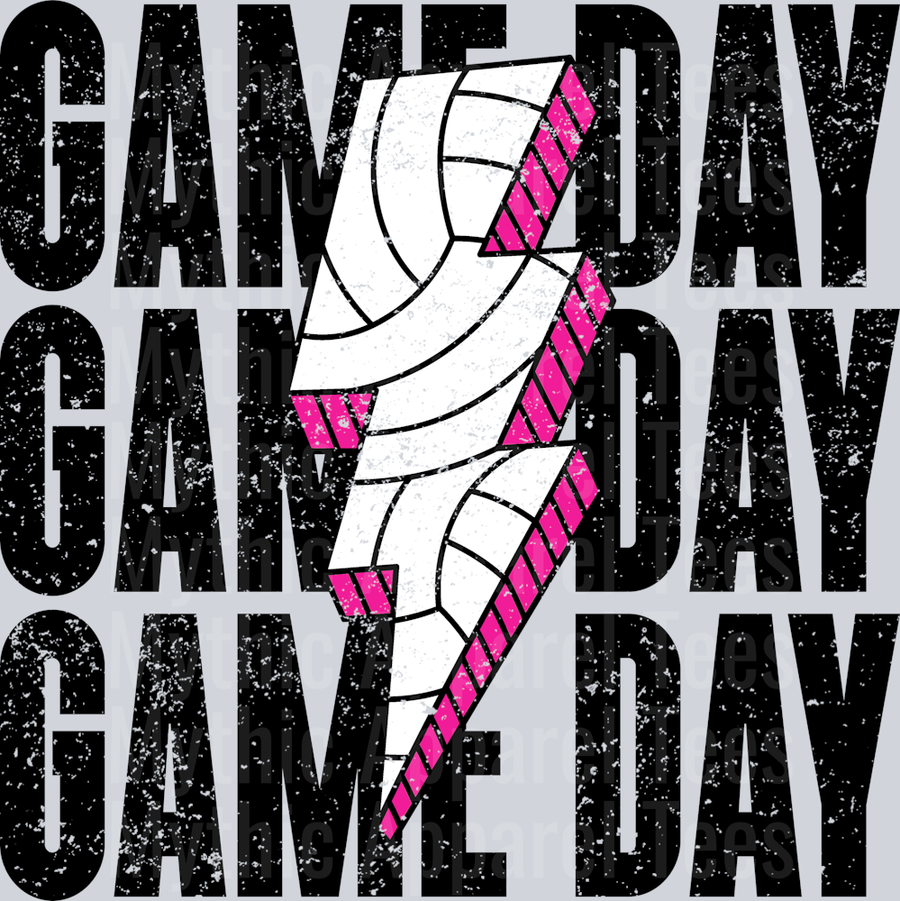 Pink Volleyball Game Day Stacked School Spirit & Sports