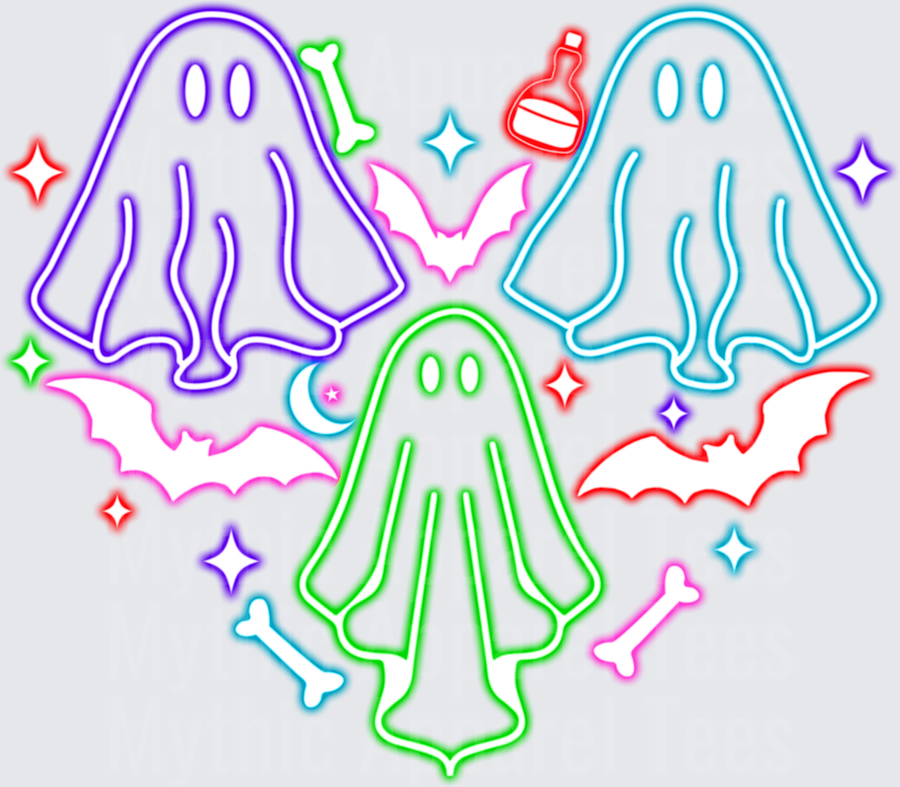 Halloween Neon Glow Ghost Trio Bats Bones Potion Sparkles