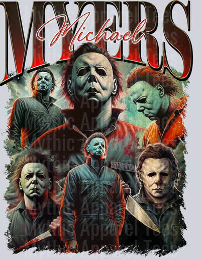 Michael Myers Black words mask in multiple movie scenes Halloween DTF Horror Movie Transfers