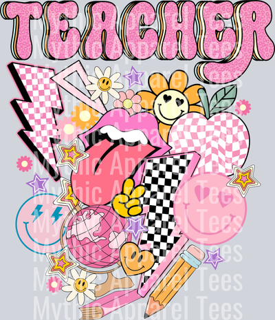 TEACHER Checker and tongue DTF Teacher Transfers