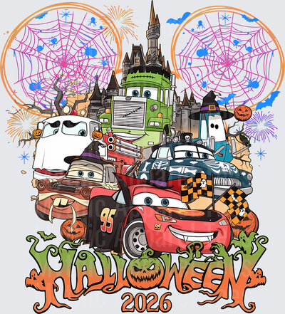 Lightning McQueen Mater and Cars Characters in Halloween Costumes Mickey Ear Spiderweb Castle Halloween 2026