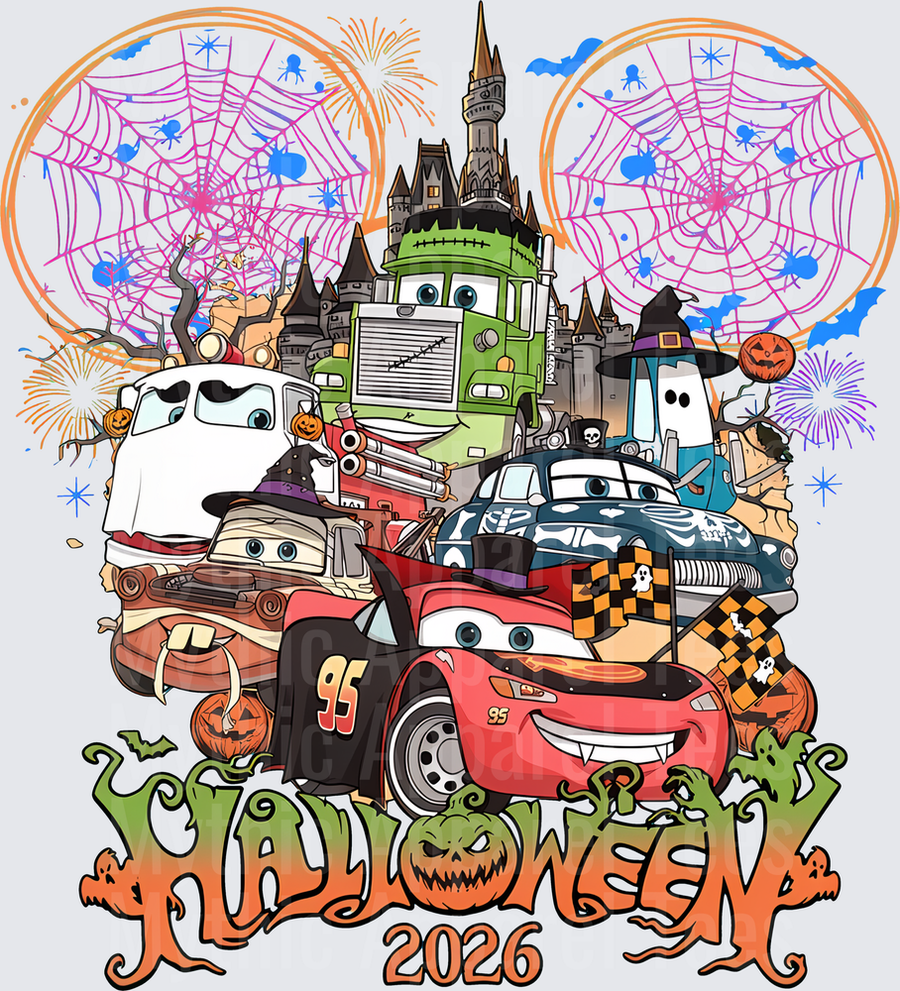 Lightning McQueen Mater and Cars Characters in Halloween Costumes Mickey Ear Spiderweb Castle Halloween 2026