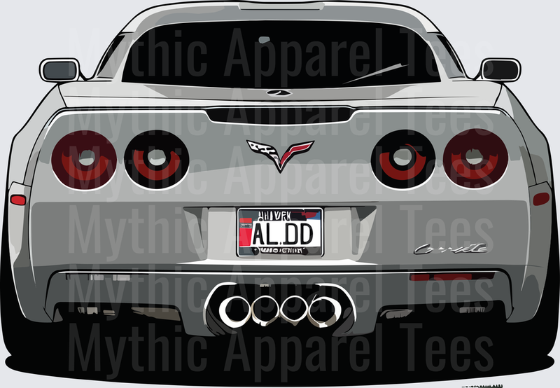 Drifting and Muscle Cars Silver C6 Corvette Rear View Vector Art