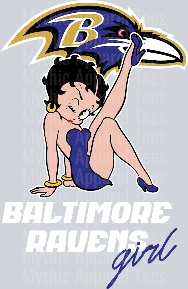 Baltimore Ravens Girl Betty Boop DTF NFL Transfers