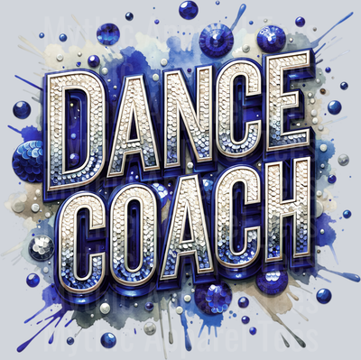 0016 Dance Coach Sequins Navy Blue DTF Dance Coach Transfers