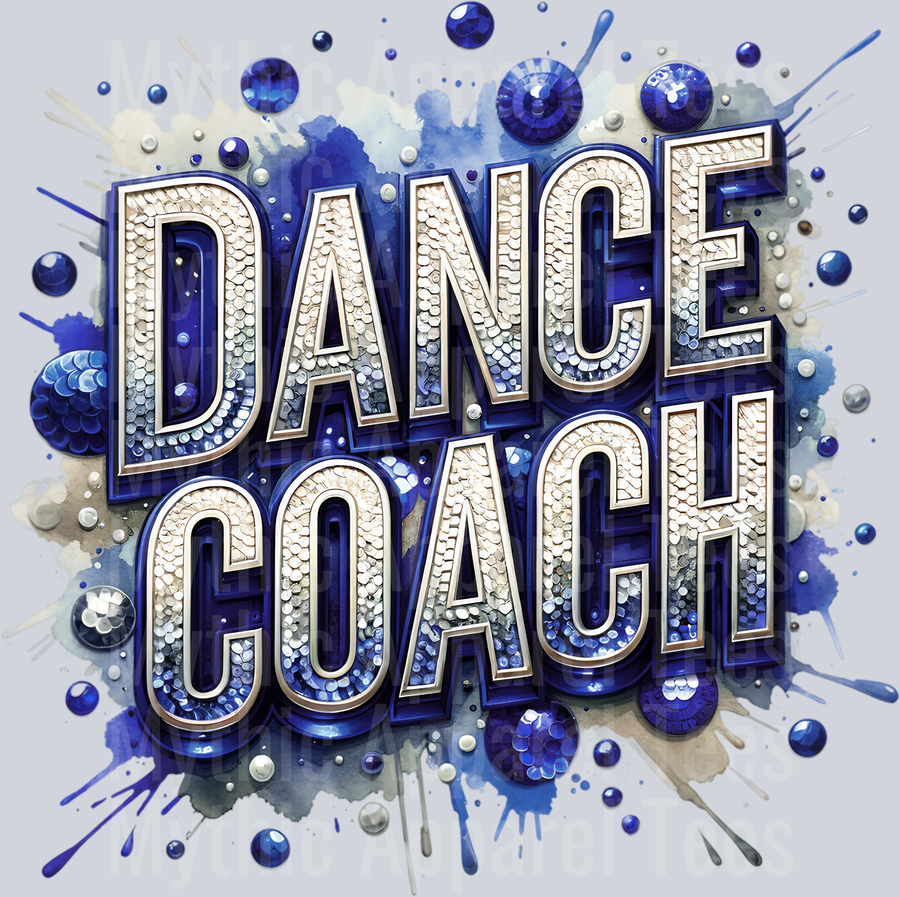 0016 Dance Coach Sequins Navy Blue DTF Dance Coach Transfers
