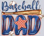 Baseball Dad, Baseball, Bat, Stars, DTF Transfer