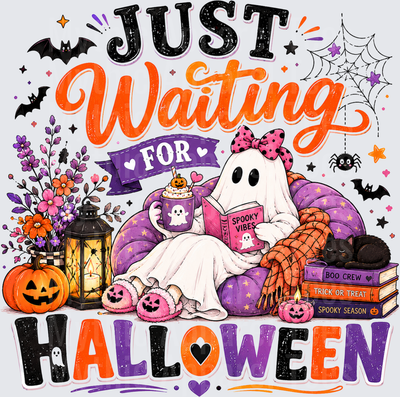 Halloween Just Waiting For Halloween Cozy Ghost Reading Book