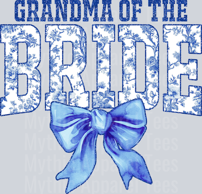 Light Blue Grandma Of The Bride College Font With Bow Floral Pattern Wedding