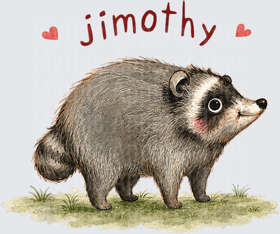 Jimothy the Cute Fluffy Raccoon Dog with Red Hearts
