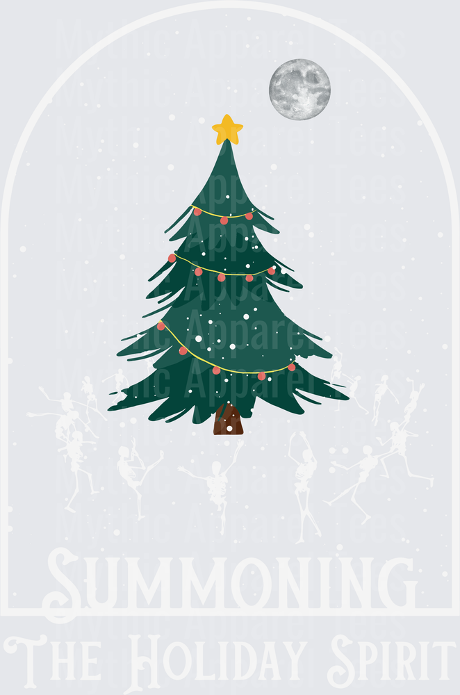 Decorated Christmas Tree with Gold Star Topper and Full Moon Snow Globe Arch