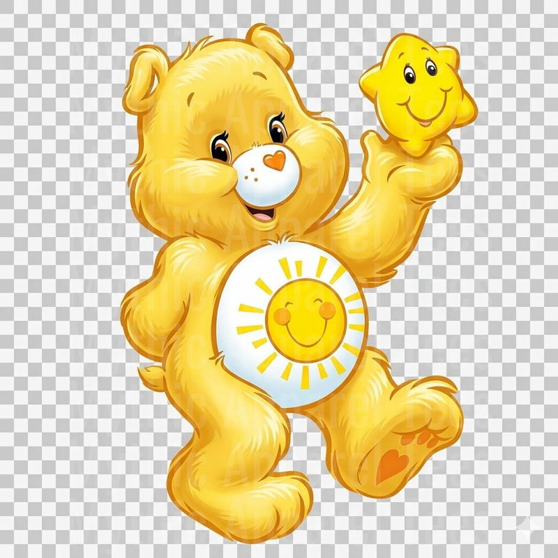 Care Bears Funshine Bear Holding Smiling Star Belly Badge