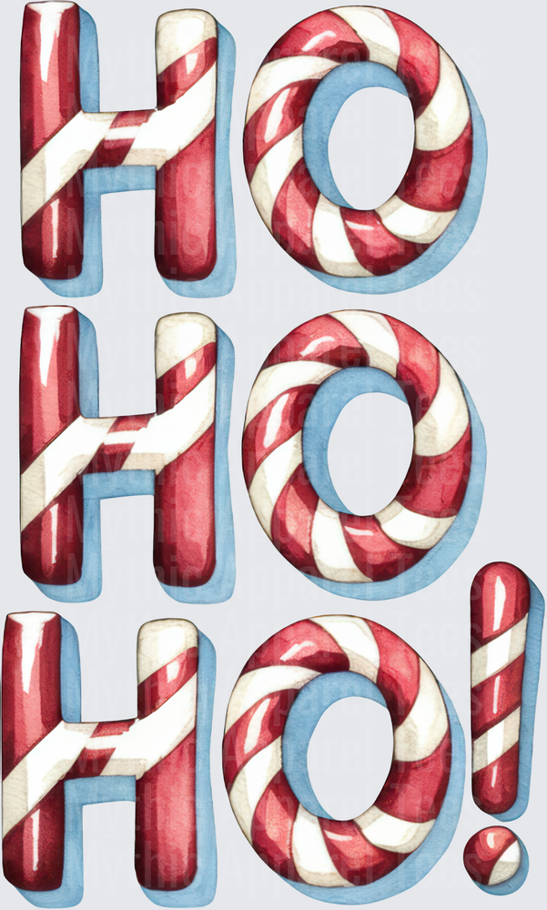 Ho Ho Ho Candy Cane Striped Christmas Typography Red White Peppermint Letter Design