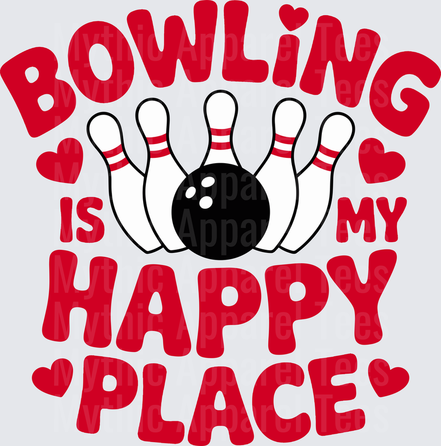 Bowling Is My Happy Place Red Heart Pins Ball Design