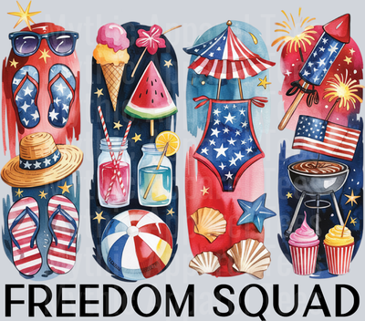 Freedom Squad Summer style DTF Patriotic Transfers