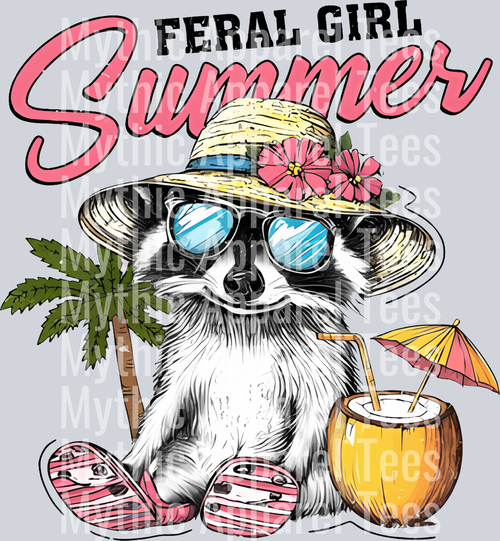Feral Girl Summer Raccoon Summer Transfer
