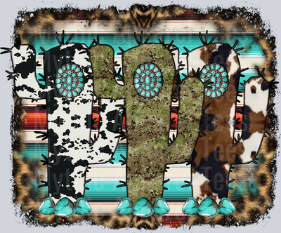 Cowhide And Camouflage Cactus Western