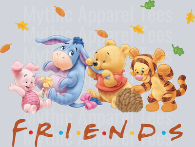 Winnie The Pooh Friends F.r.i.e.n.d.s. Classic fun bubbly DTF Disney Transfers