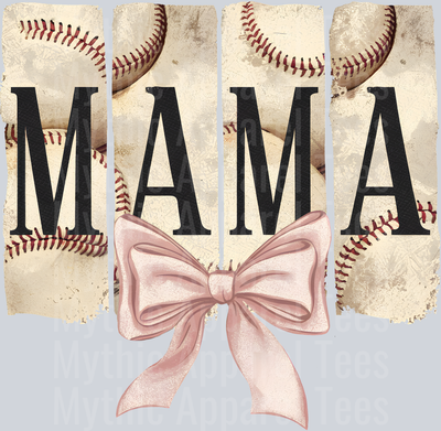 mama baseball with pink bow DTF Baseball Transfers