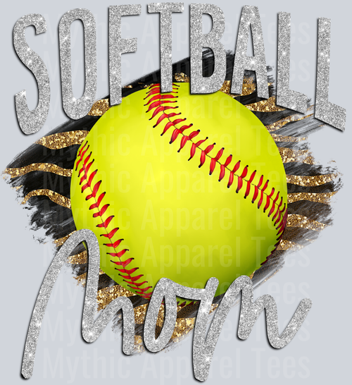 Softball mom tiger Stripe with Glitter DTF Softball Transfers