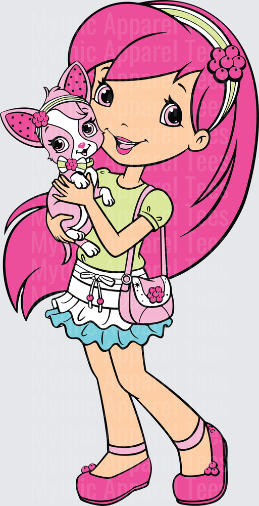 Strawberry Shortcake Raspberry Torte Holding Her Cute Puppy