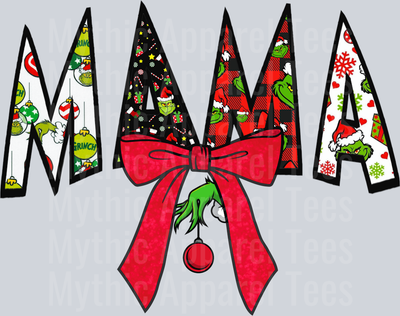 Mama bow grinch DTF Christmas Transfers