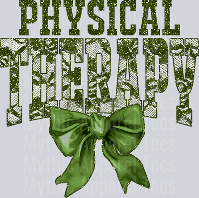 Olive Green Lace Physical Therapy St Patrick's Day College Font Floral and shamrock pattern