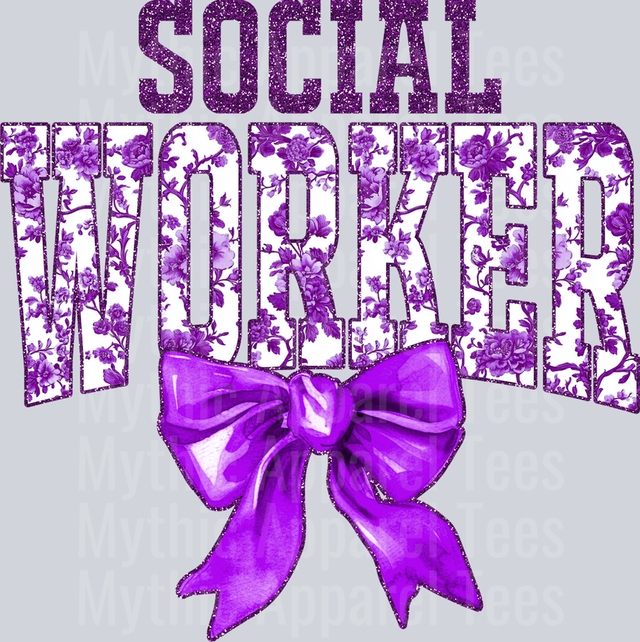 Purple Toile Social Worker