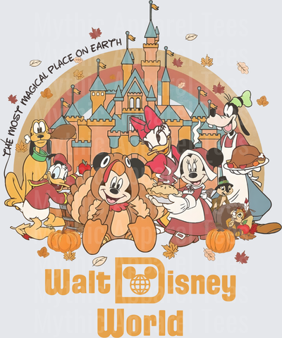 Disney Fall and Thanksgiving Walt Disney World Most Magical Place on Earth Mickey and Friends Thanksgiving Castle Rainbow