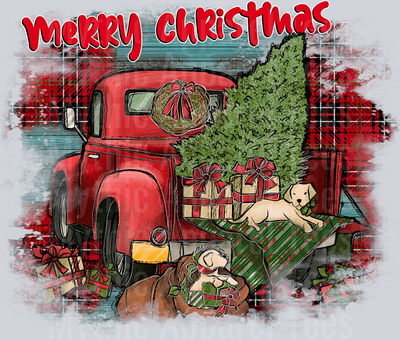 Merry Christmas Plaid Truck
