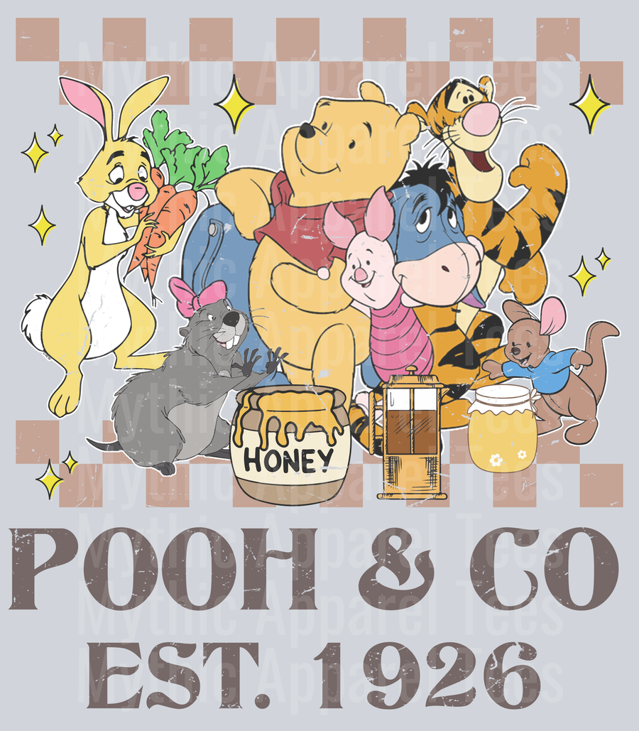 Pooh and co est 1926 Checker design DTF Disney Transfers