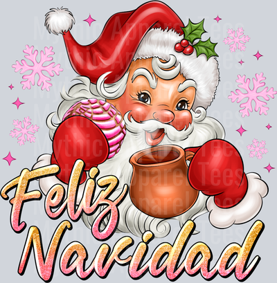 Feliz Navidad santa Christmas with Hot Cocoa