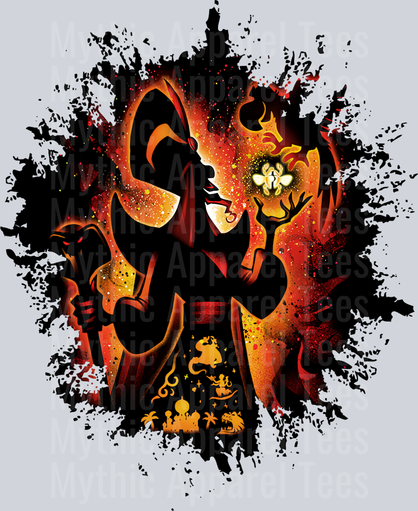 Jafar Disney Villain Dark Silhouette Color Splash Crystal Ball Vision