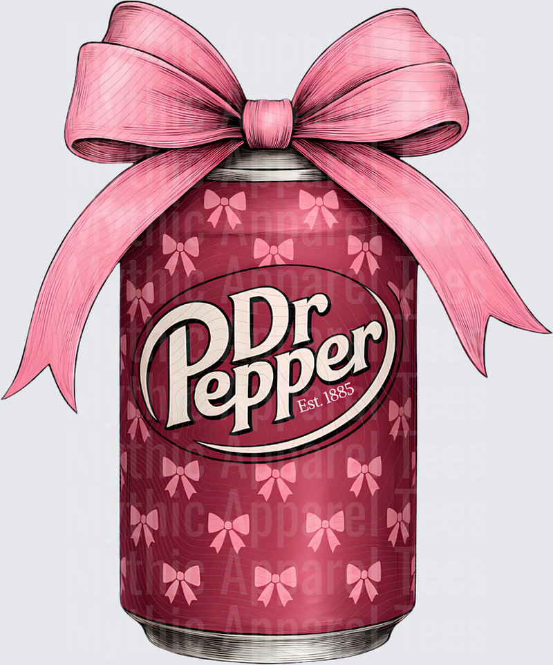 Dr Pepper Pink Bow Coquette Soda Can with Mini Bows