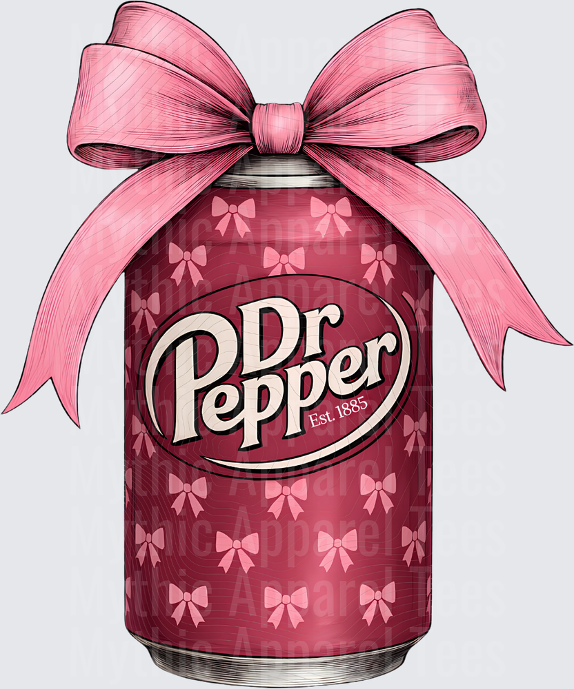 Dr Pepper Pink Bow Coquette Soda Can with Mini Bows
