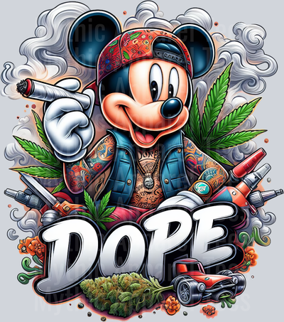 Mickey Mouse Pot Plant Smoking Pop Culture DTF Weed Transfers
