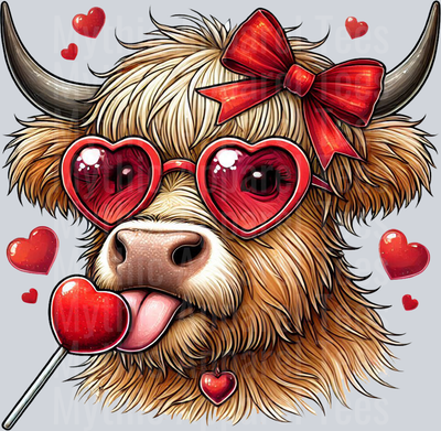 Highland Cow red Sucker Red Bow Style Combo Valentines Day Design
