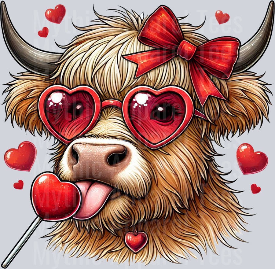 Highland Cow red Sucker Red Bow Style Combo Valentines Day Design