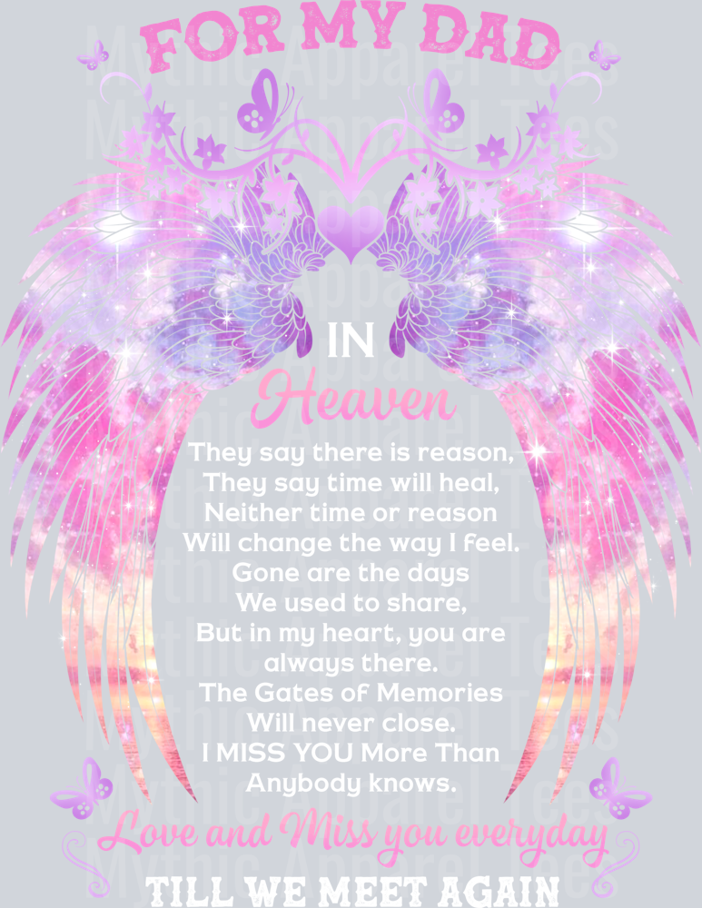 For My Dad In Heaven Till We Meet Again DTF Memorial Transfers