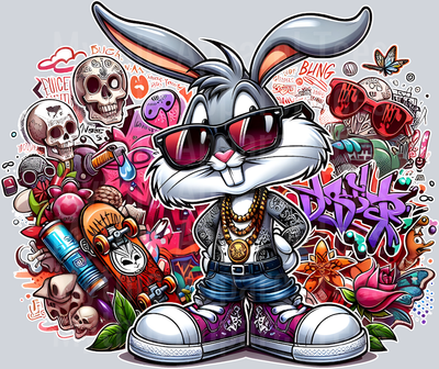 Bugs Bunny Sun Glasses Graffiti DTF Pop Culture Transfers