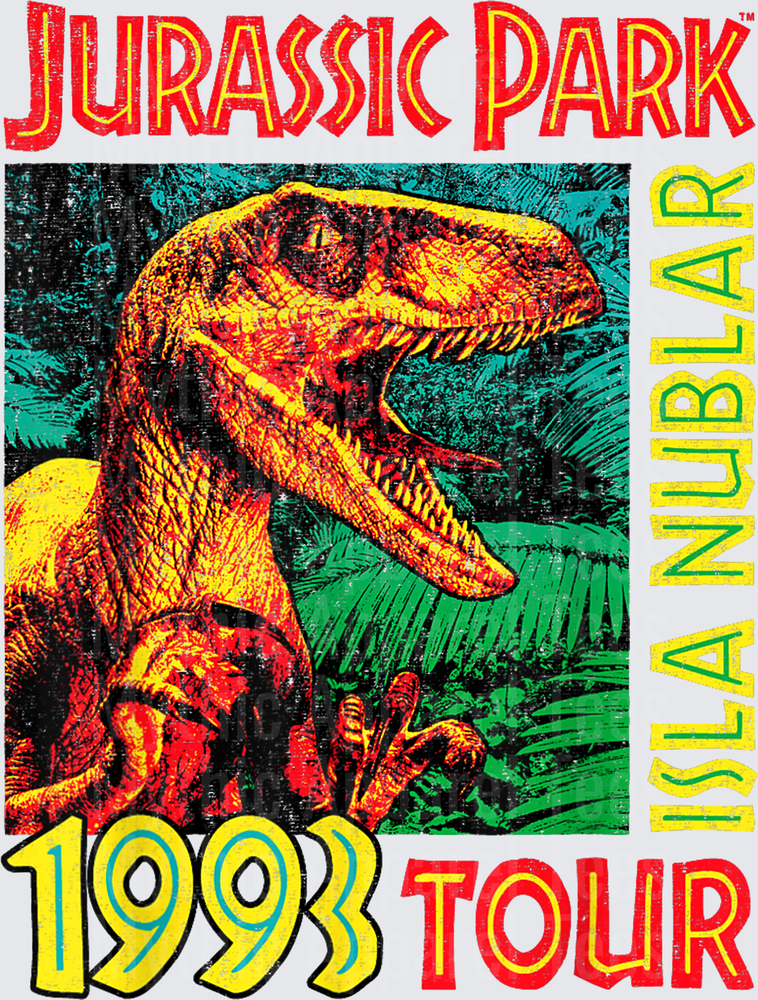 Jurassic Park Isla Nublar 1993 Tour Vintage Raptor Jungle Graphic