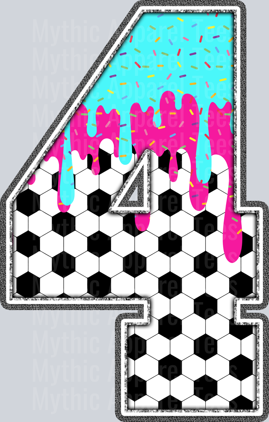 4 Soccer Drip Name With Bow DTF Soccer Transfers