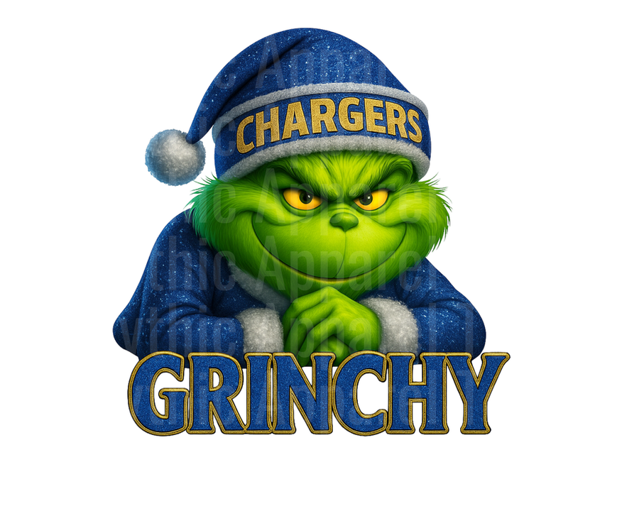 NFL Football Grinchy Grinch Los Angeles Chargers Santa Hat Christmas Holiday Design